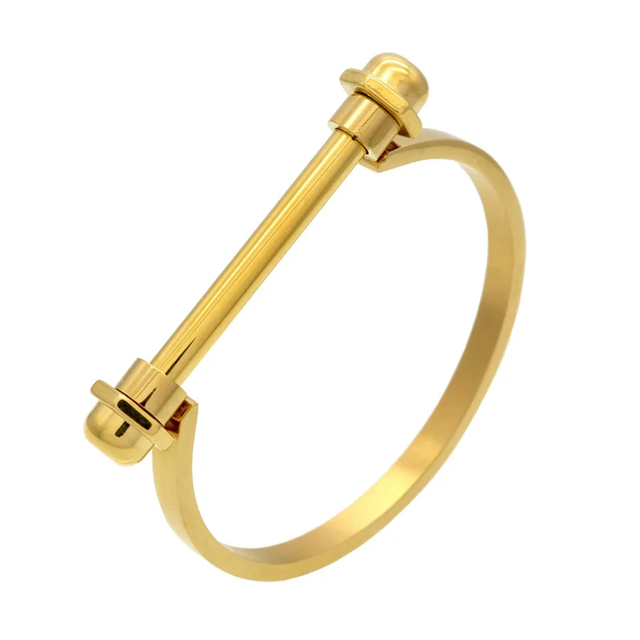 New Nut Nail Bracelet Armband Gold Bracelet For Women Screw Cuff