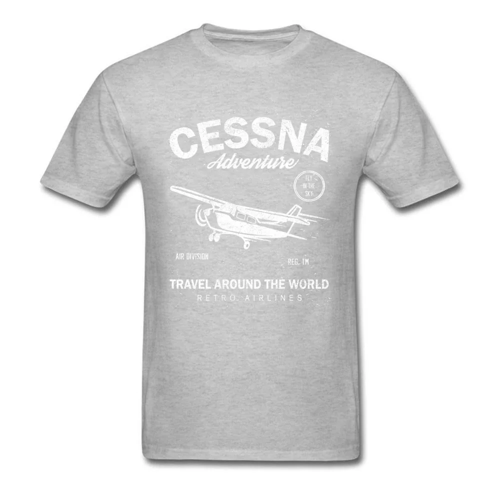 Cessna Adventure Pure Cotton Adult Short Sleeve Tops T Shirt Casual Summer/Autumn T-Shirt Printed Tops & Tees Fitted Crewneck Cessna Adventure grey