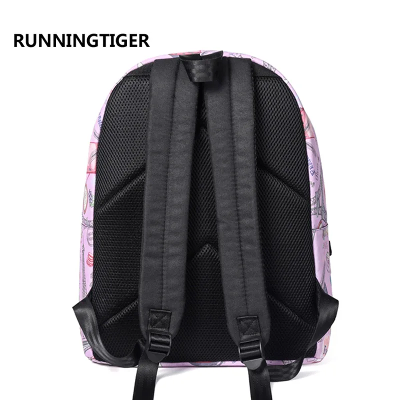 RUNNINGTIGER розовый рюкзак с принтом Эйфелевой башни Женский Повседневный Рюкзак