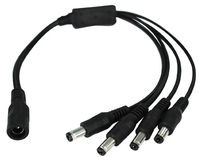 

High Quality 4 Ways Splitter DC Power Cable Extension Cord For Secuirty System Camera CCTV Power Cord