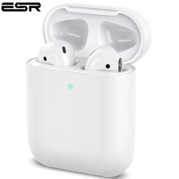 

ESR Ultra Thin Skin Case for AirPods Charging Case Slim Fit Silicone Cover for AirPods 2 Visible Front LED Shockproof Case