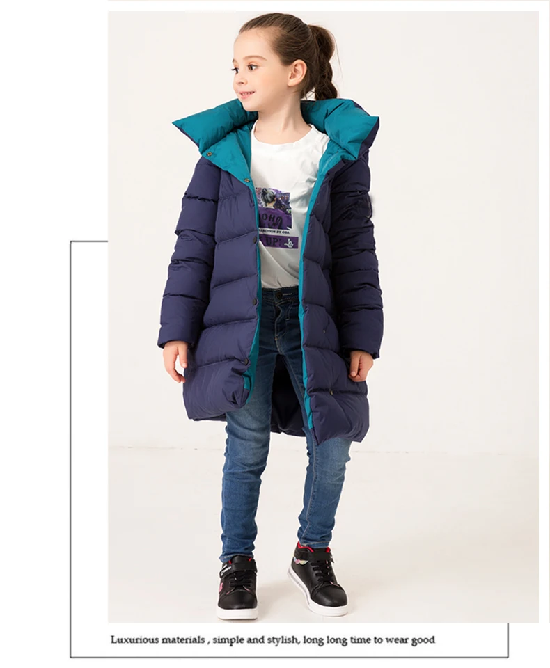 Пуховик для девочек со съемным капюшоном, зимнее пальто для крупных девочек, детские пуховые пальто для детей 5, 6, 8, 10, 12 лет, A15
