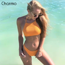 Женский комплект бикини Charmo купальник с воротником и лямкой на