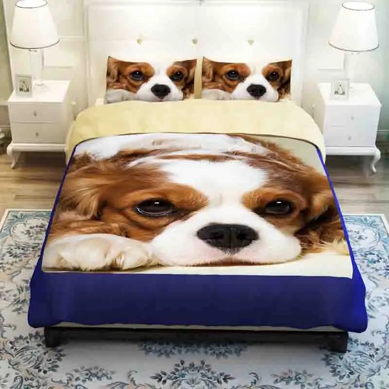 HD Dog Printed Bedding Set Twin Size / Queen Size / King Size Quilt