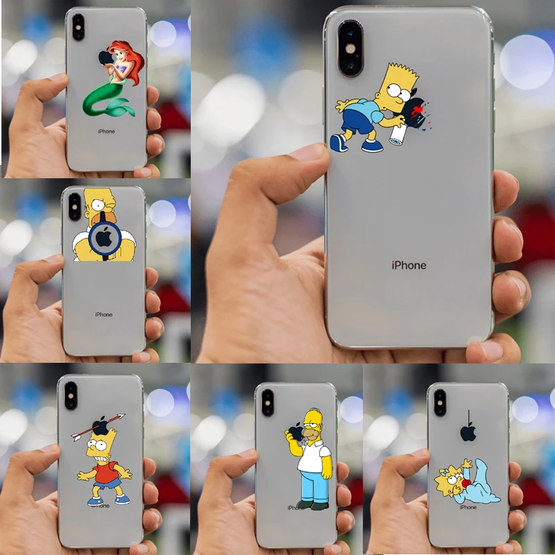 Мягкий чехол из ТПУ с изображением Симпсона для iPhone 11, 11Pro, 5, 5S, SE, 6, XS, Max, 7, 8 Plus, XR, Забавный силиконовый прозрачный высококачественный чехол