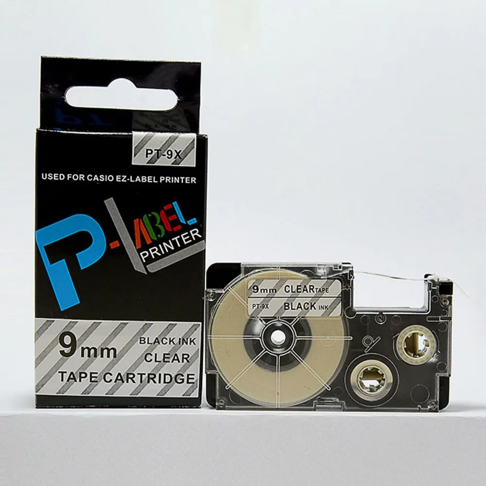 9mm label tape XR 9X black on clear compatible EZ label printerlabel