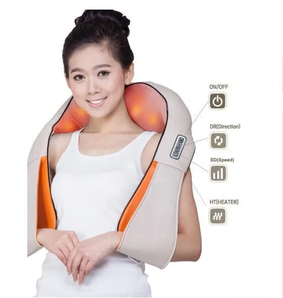 New Shiatsu Cervical Back and Neck Massager Shawl Electric Roller Heat Device China Home Car Body Massage Machine