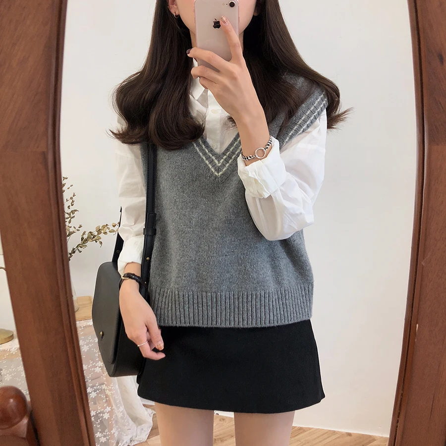Autumn Winter Women Sweater vest Knitted Jumper Warm Female sweater vest sherpa vest puffer vests vest for women sleeveless Autumn Winter Women Sweater vest Knitted Jumper Warm Female sweater vest sherpa vest puffer vests vest for women sleeveless