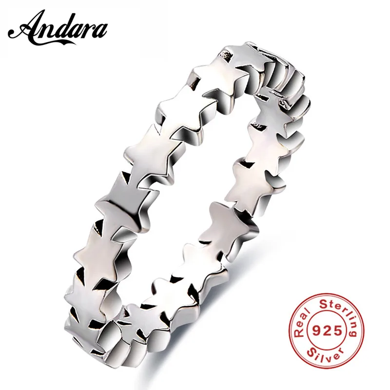 

100% 925 Sterling Silver Jewelry Five-Pointed Star Rings for Women Wedding Engagement Fashion Jewelry