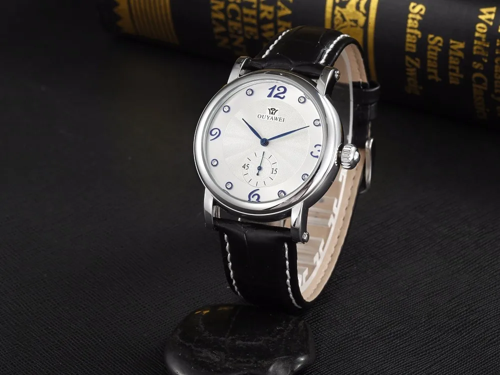 OYW бренд само ветер механические мужские наручные часы Relogio masculino кожаный ремешок роскошные золотые белые модные нарядные часы подарки