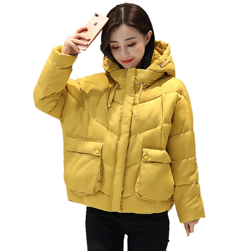 Stand Collar Winter Jacket Women Hooded With Two Pockets Female Coat Basic Jacket Cotton Padded Jaqueta Feminina Inverno Stand Collar Winter Jacket Women Hooded With Two Pockets Female Coat Basic Jacket Cotton Padded Jaqueta Feminina Inverno