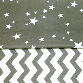 

100% cotton twill cloth nordic wind gray with white stars zigzag fabrics for DIY kids crib bedding cushions quilting handwork