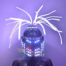 Led colorful color bright light headset helmet with battery LED Glowing Party DJ headphones Robot business accessories