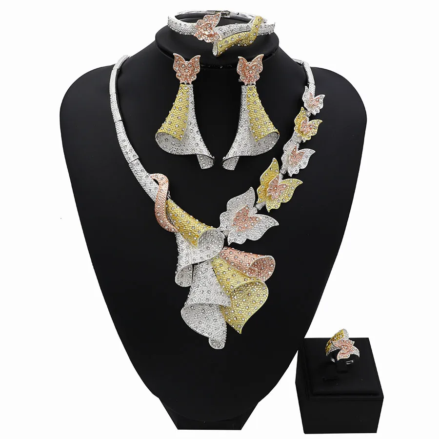 

TSROUND Flower Pendant Necklace Dubai Jewelry Sets for Women Italy Fashion New Arrival Design