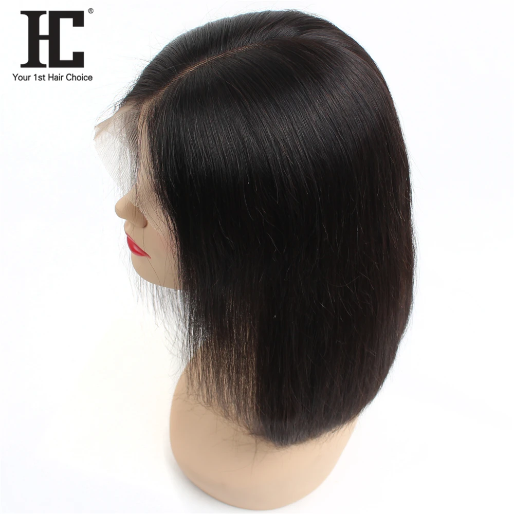 HC 13X6 Синтетические волосы на кружеве человеческих волос парики для чернокожих Для женщин 150% бразильские прямые человеческие волосы парики короткие боб парик глубокий часть синтетические волосы Remy