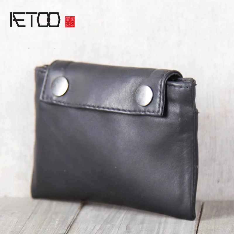 

AETOO Handmade leather wallet Horizontal coin Pack Fetal cowhide Small card bag