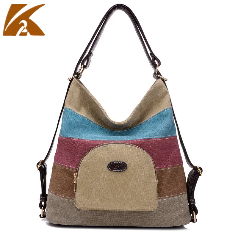 

KVKY Canvas Crossbody Bags Handbags Women Multifunction Messenger Bags Ladies Casual Panelled Shoulder Bag Handbag