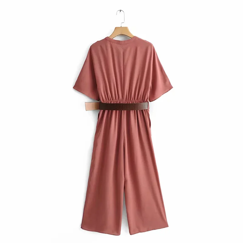 ZXQJ женский комбинезон 2019 Новая Летняя мода soliod коричневый ремень женские