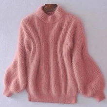 Женский мохер длинный свитер для волос водолазка пуловеры для женщин теплый пуловер Весна-Осень tbsr534