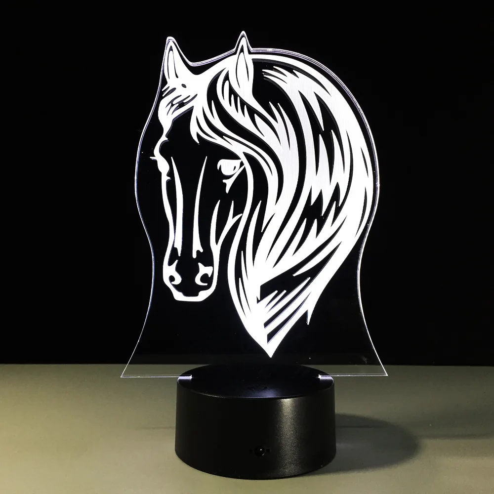 Лошадь 3D лампа пони 7 цветов изменения привели USB Акриловые Малый ночник крытый атмосфера лампа для детей Игрушечные лошадки и подарки
