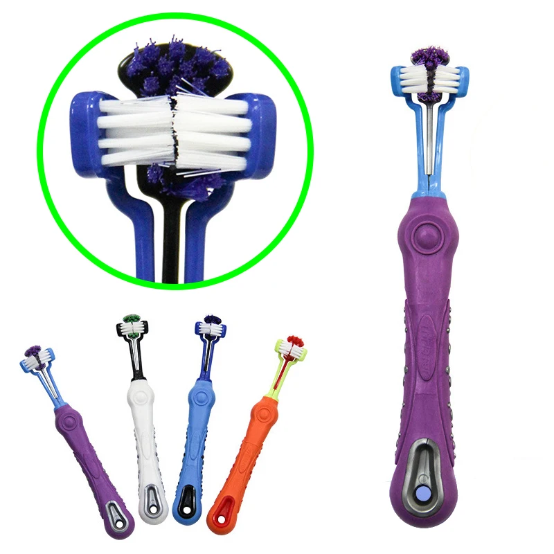 

Pet Dog Toothbrush Three-Tooth Pet Dog Tooth Cleaning Oral Bad Breath Tartar Dental Care Tool Supplies Cleaning Mouth Chihuahua