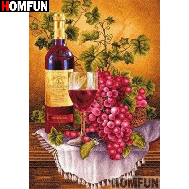 HOMFUN Full Square/Round Drill 5D DIY Diamond Painting &quotWine grape&quot Embroidery Cross Stitch Rhinestone Home Decor A17639 | Дом и сад
