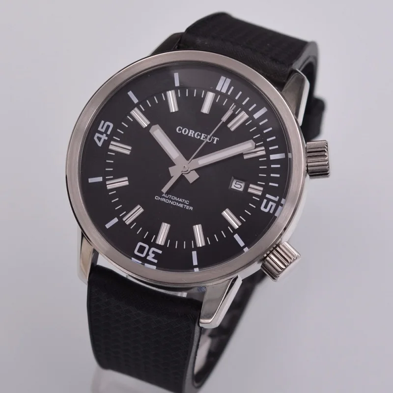 

44.5mm Corgeut Watch Men Luxury Top Brand Clock Rubber Straps Mechanical Men Automatic Watch Relogio Masculino