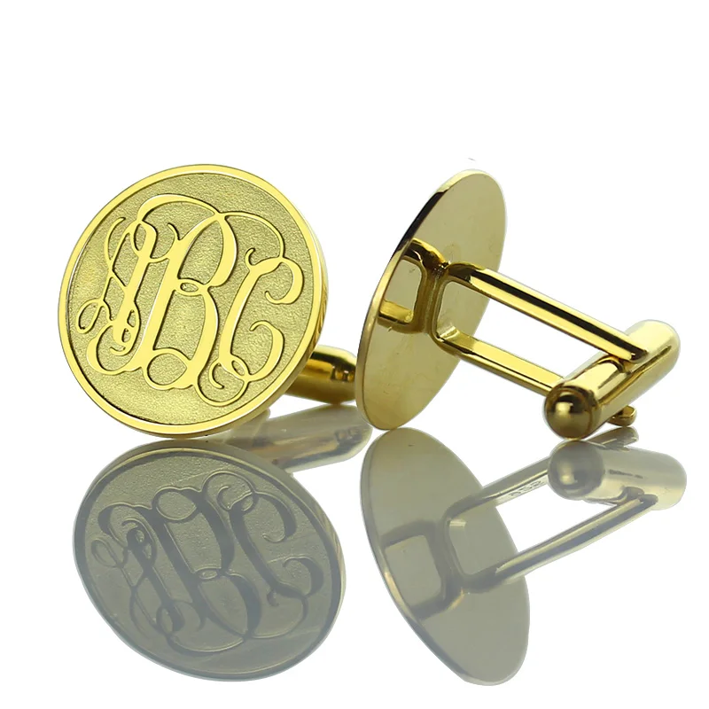 Wholesale Personalized Initial Groom Cufflinks Gold Color Men Monogram