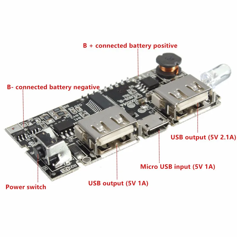 Комплект из 3 предметов, с двумя портами USB 5V 1A 2.1A мобильный Мощность банка 18650 Батарея Зарядное устройство PCB Мощность модуль аксессуары для телефона «сделай сам»