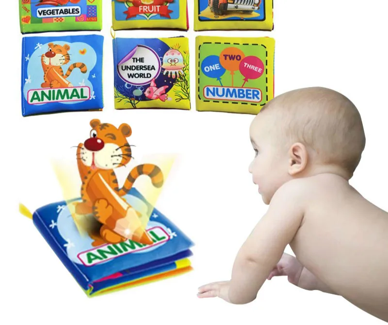 Baby Toys 0 12 Months Intelligence Development Cloth Book Soft Rattles