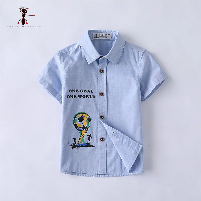 

Kung Fu Ant 2018 Short Sleeve Shirts Summer for Boys Cotton Cartoon Button Letter Clothing Blouses for Stu3024