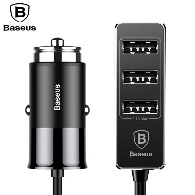 Cheap Baseus Universal 4 Output USB Car Charger Fast Charge Metal Mini USB Car-Charger For iPhone X 8 7 6 Xiaomi Mobile Phone Charger