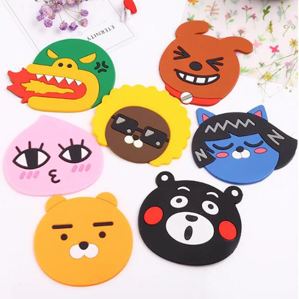 

New 1pc Fashion Creative Cartoon Silicone Bear Rabbit Coffee Table Coaster High Temperature Resistanced Drink Cup Mat