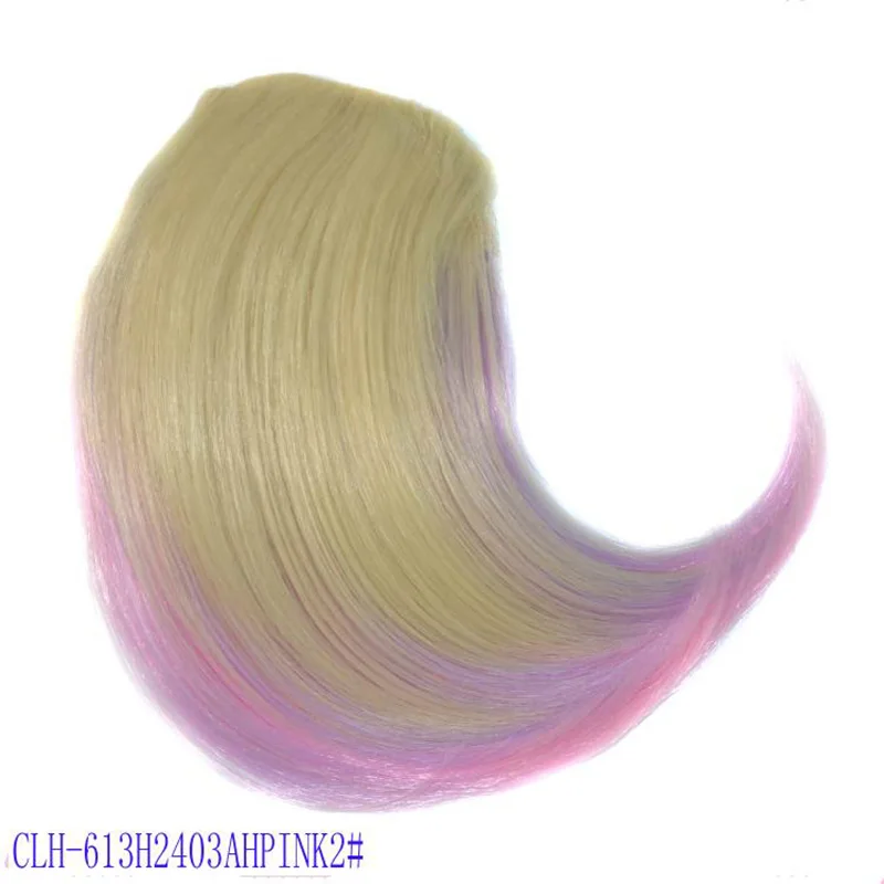 Jeedou синтетические волосы имитация челок косой бахромы прямой заколка для волос клип на Черный Синий Розовый Омбре цвет женские волосы расширение