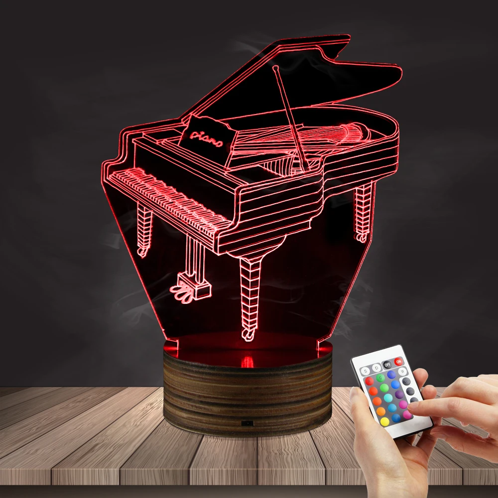 1Piece Piano 3D Vision Night Light Music Instrument Decorative Lamp
