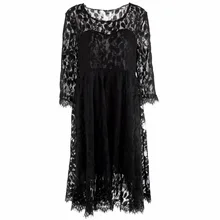 Puseky Black Lace Maternity Dresses Long Sleeve Pregnancy Dresses Clothes for Pregnant Women Auntumn