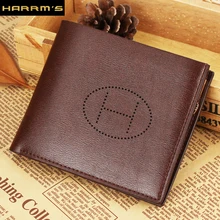 2016 NEW Designer Harrms Brand Short men wallets brown color Split leather with zipper card holder