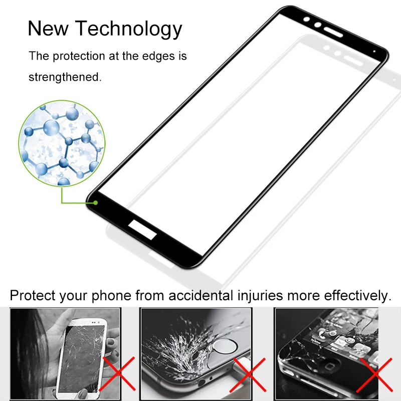 2 шт. 100% оригинальное закаленное стекло с полным покрытием для Huawei Honor 7X 9H Защитное