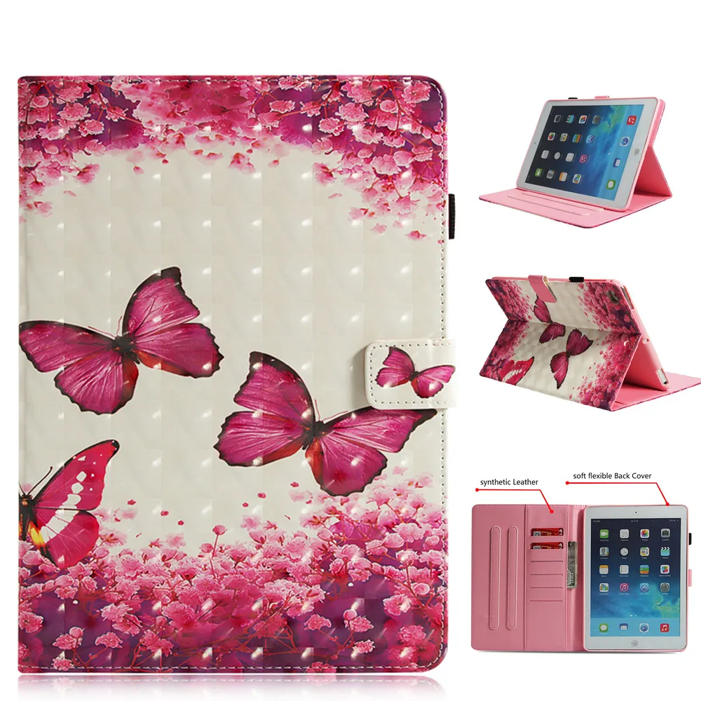 Чехол для iPad 2017 2018 9 7 Air 1 2 Pro 10 5 Mini 1234 234 из ПУ и поликарбоната с красной бабочкой |