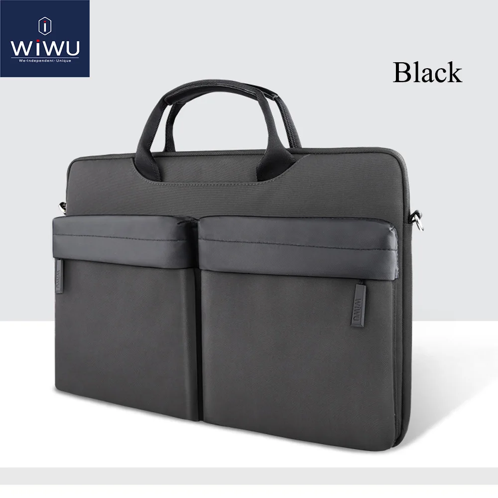 WIWU многофункциональная сумка-мессенджер для ноутбука MacBook Pro Air 13 15 16 водостойкая сумка для ноутбука 14 нейлоновая сумка для ноутбука чехол 15,6 - Цвет: Черный