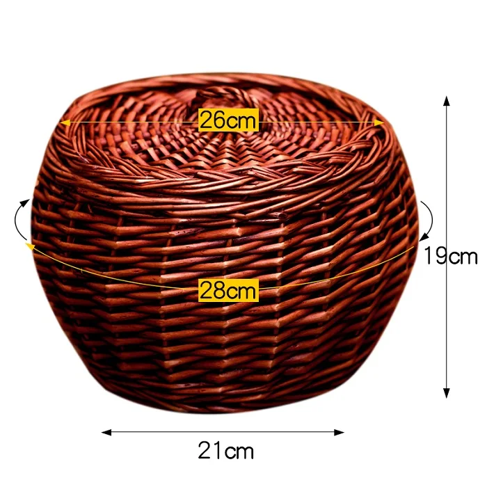 Плетеные корзины для яиц из ротанга с крышкой, плетеная корзина из натурального ротанга, лоток для хранения на кухне ручной работы - Цвет: 2