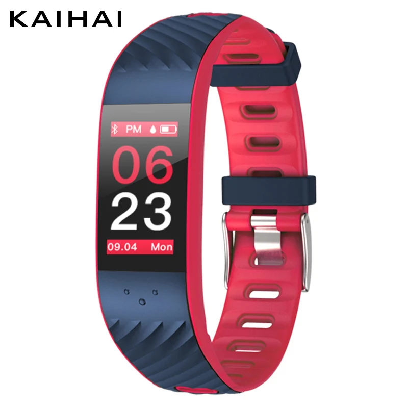 KAIHAI smartband кровяное давление монитор сердечного ритма спортивный смарт-браслет часы фитнес-трекер запястье для android и ios - Цвет: Red  smartband