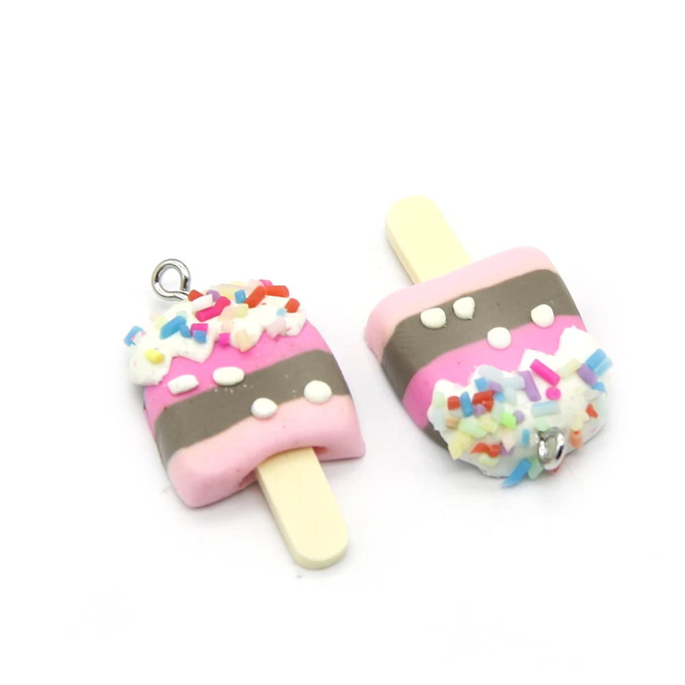 David accessories 32x17mm Cake Ice cream Polymer Clay For Decoration Supply Gift Pendant 25pcs,DIY Handmade Accessories,25Yc5559