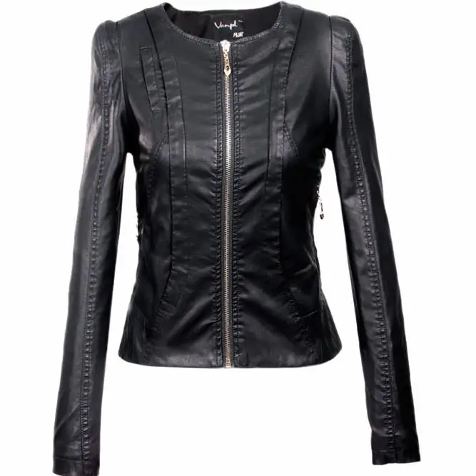 

2018 Women's xxxl Motorcycle PU Leather Jacket Plus Size Female Zipper Outerwear jacket coat