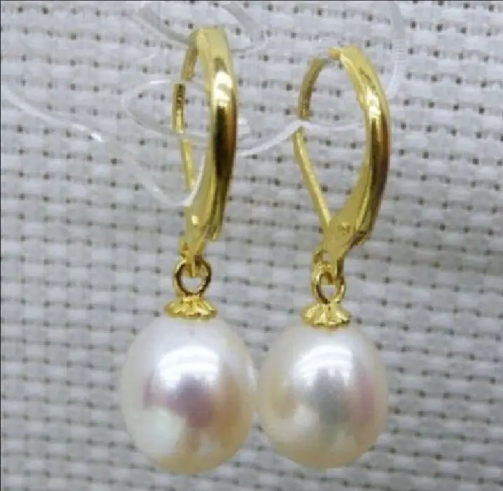 

real stunning pair 11-13mm natural south sea white drip pearl earring hook