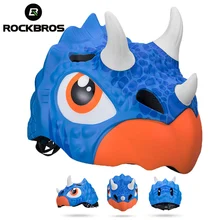 ROCKBROS Boys Girls Bicycle Helmets Child Cycling Helmets Safety Kids Cartoon Mtb Road Bike Helmet Ski Toddler Pulley Dinosaur