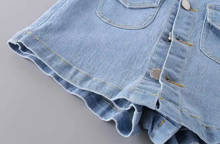 Джинсовые юбки-шорты для маленьких девочек г. Летние детские джинсовые штаны с дырками повседневные свободные детские шорты с высокой талией Spodenki Y1291