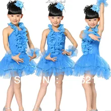 20 шт./партия, пышная юбка с большими лепестками вокруг шеи и блестками для девочек Детская Одежда для танцев, одежда для выступлений латинский сценический костюм