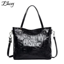 Ellacey Luxury Handbag Genuine Leather Vintage Casual Tote Top handle Shoulder Bag Original Design Letter Printing