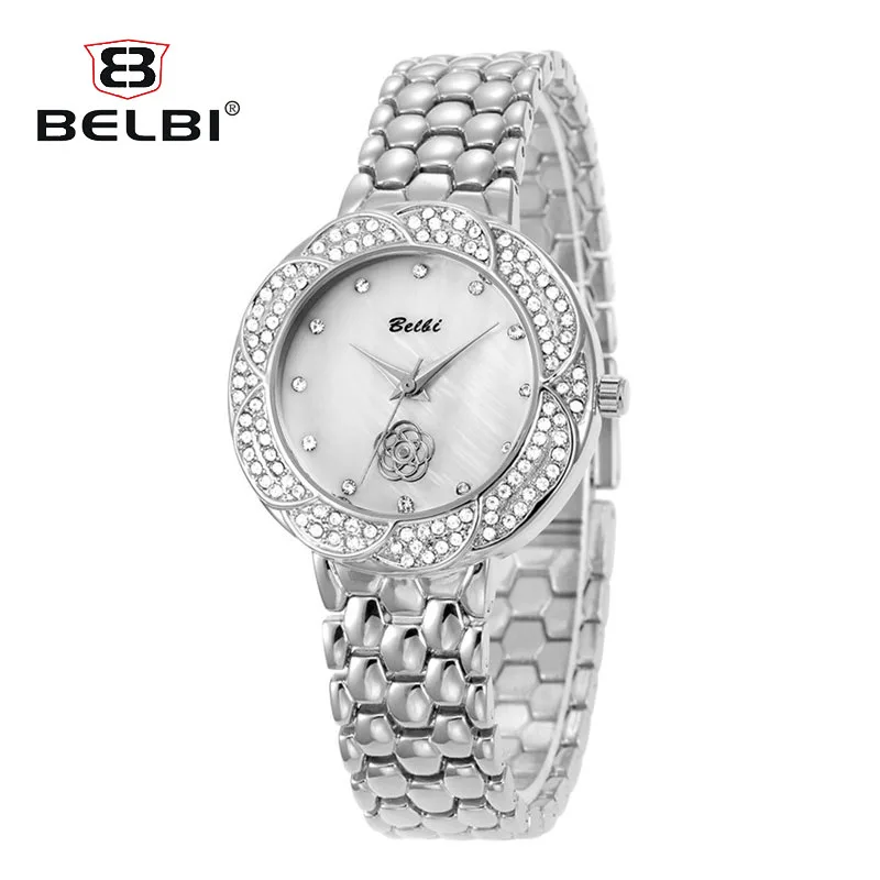 

BELBI Flower Dial Women's Watches Fashionable Gold Diamond Dress Ladies Brand Wristwatches Waterproof Quartz Best Gift to Female